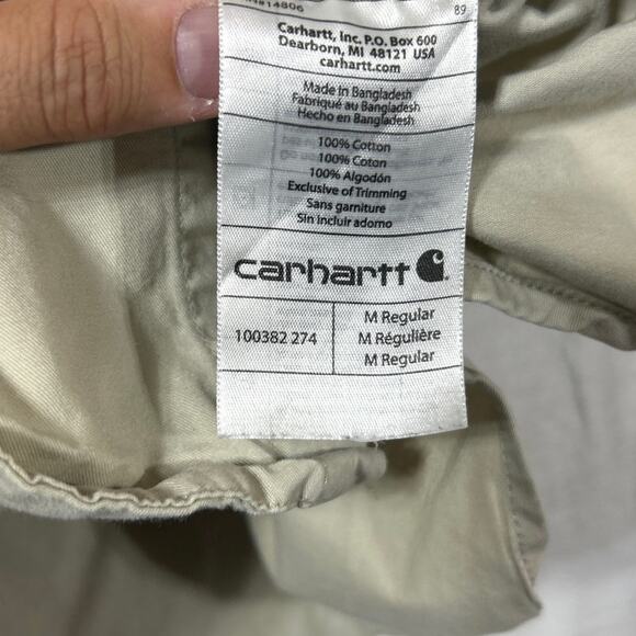 Carhartt Button Down Medium Tan 100382 Short Sleeve Workwear Utility Safari - Picture 7 of 10